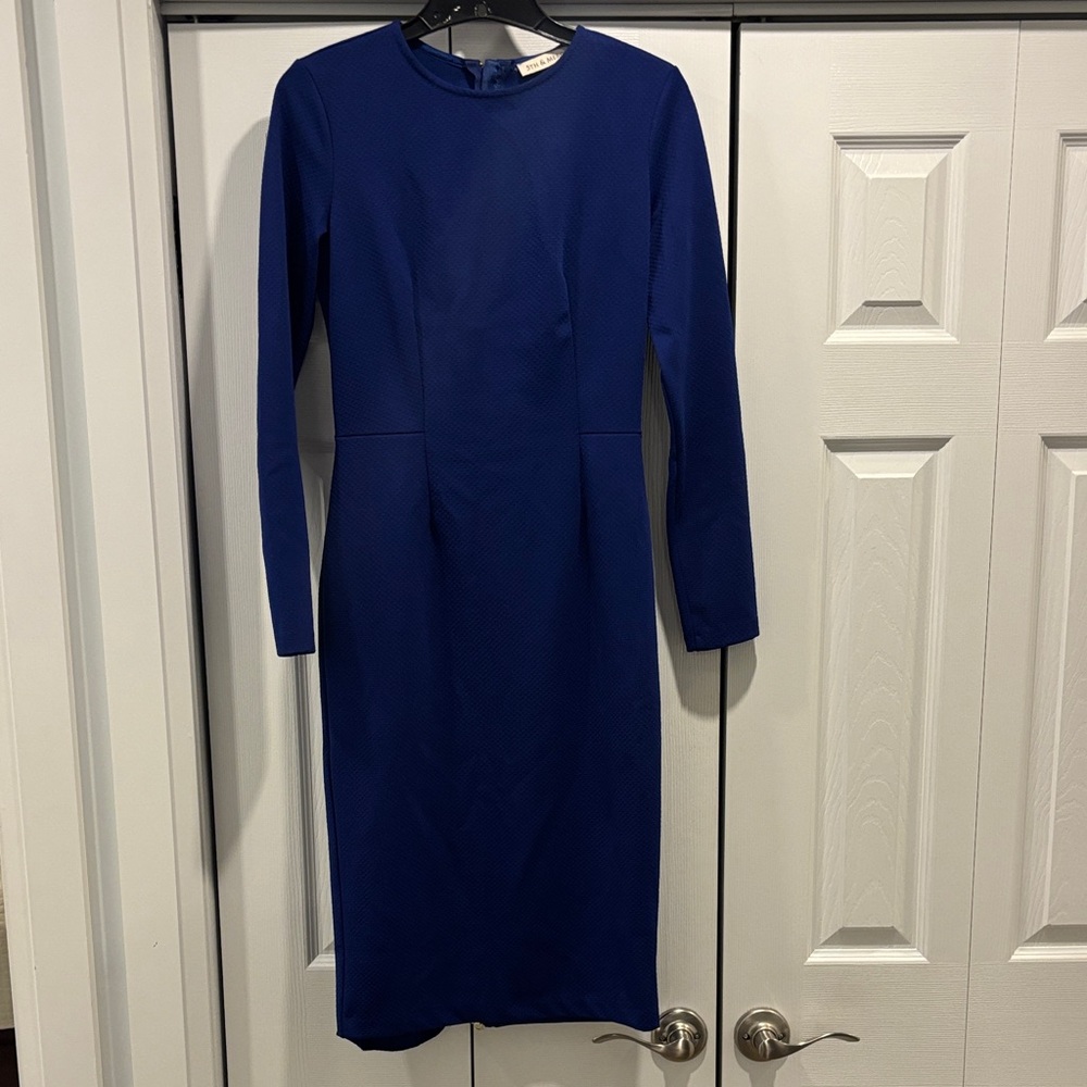 Chic Long Sleeve Blue Dress